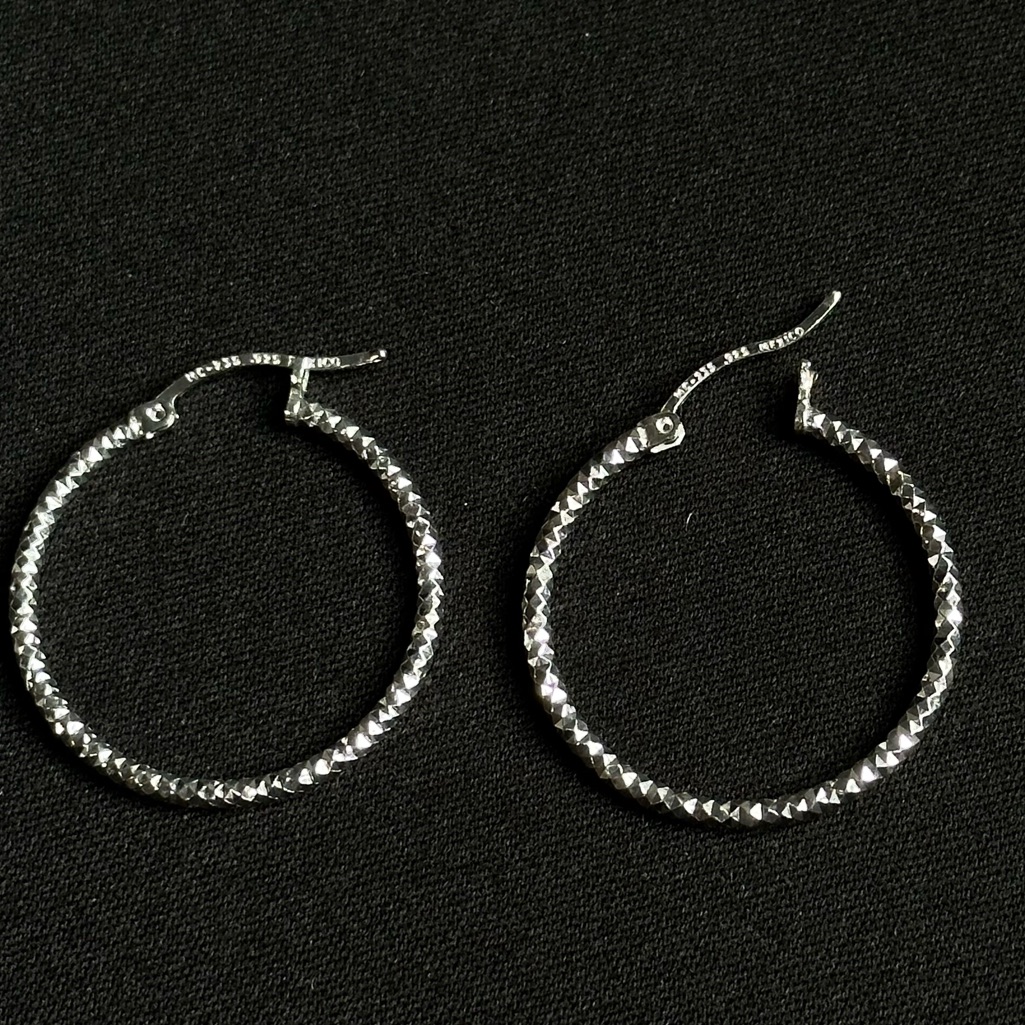 925 Plata Real Solid Silver Hoops